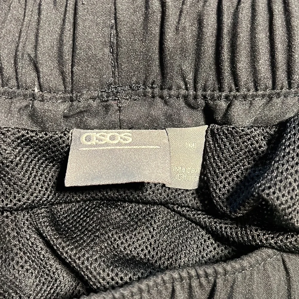 Asos Swim‎ Shorts Black Green Neon Side Stripe Short Length Stretch Waist